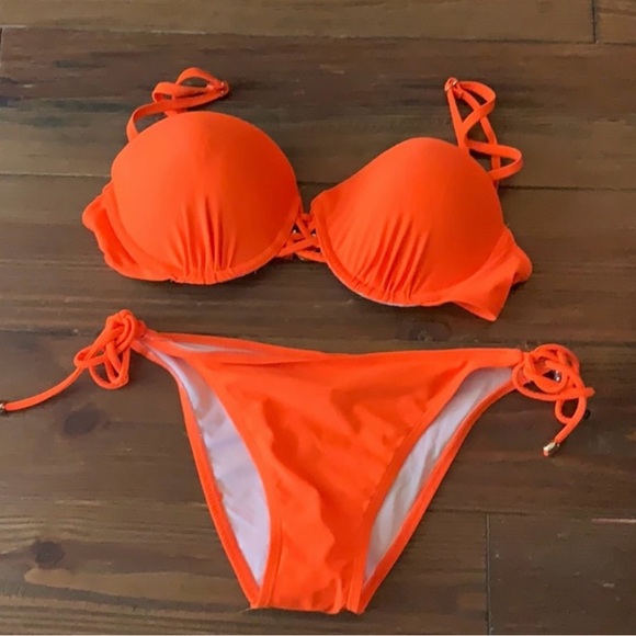 NWOT Sexy Neon Orange Whale logo bikini set Free Shipping - Picture 6 of 6